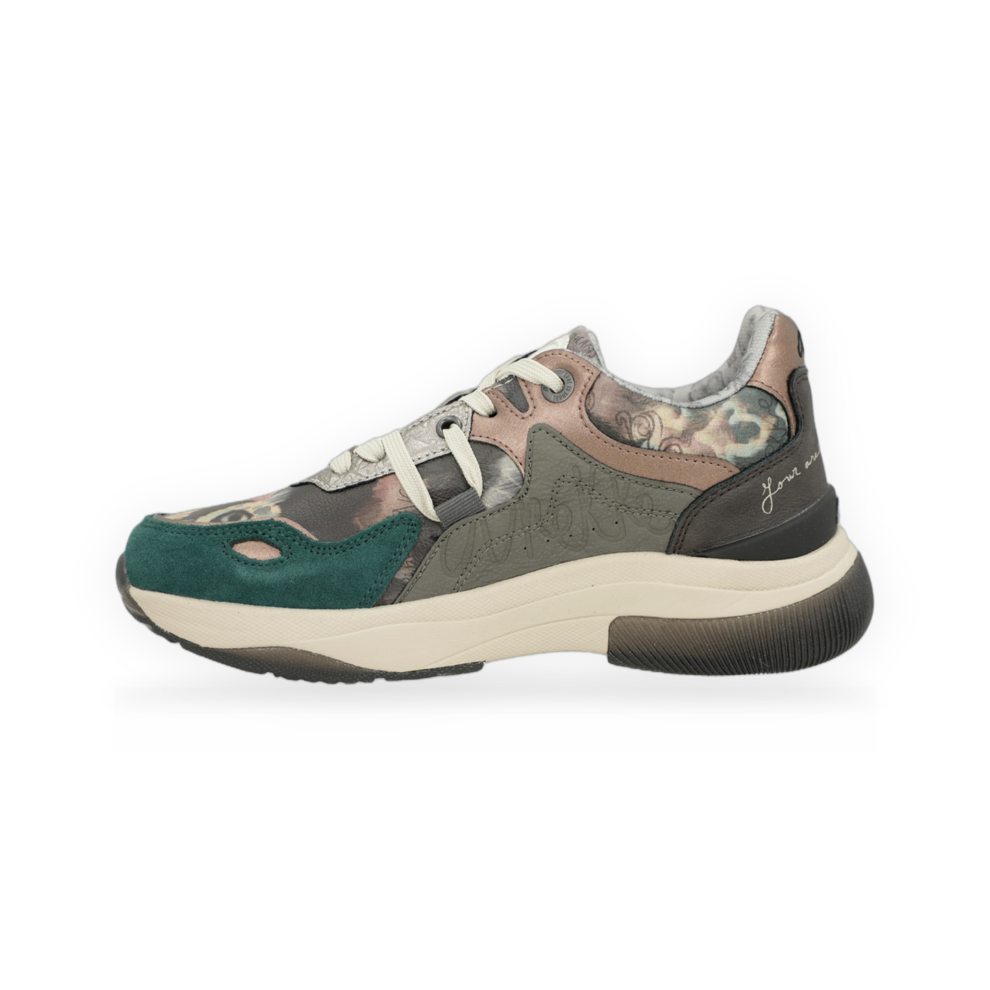 Anekke - Manifesto printed green sneakers