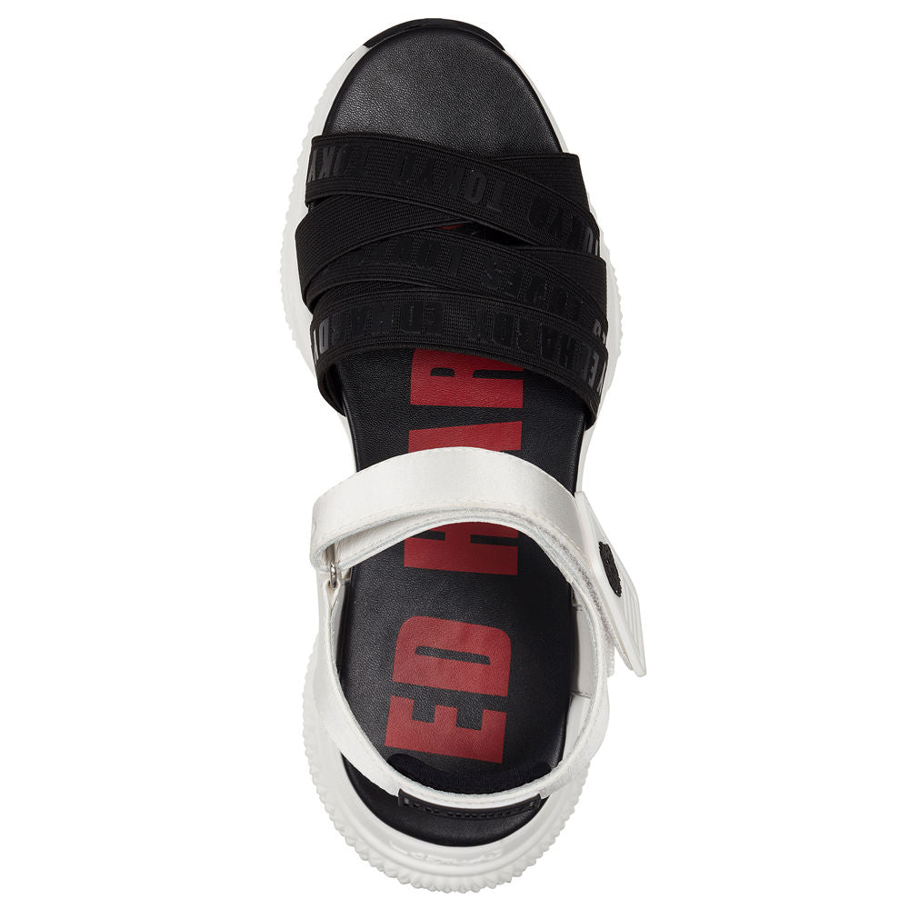 Ed Hardy Overlap Sandal Black/White