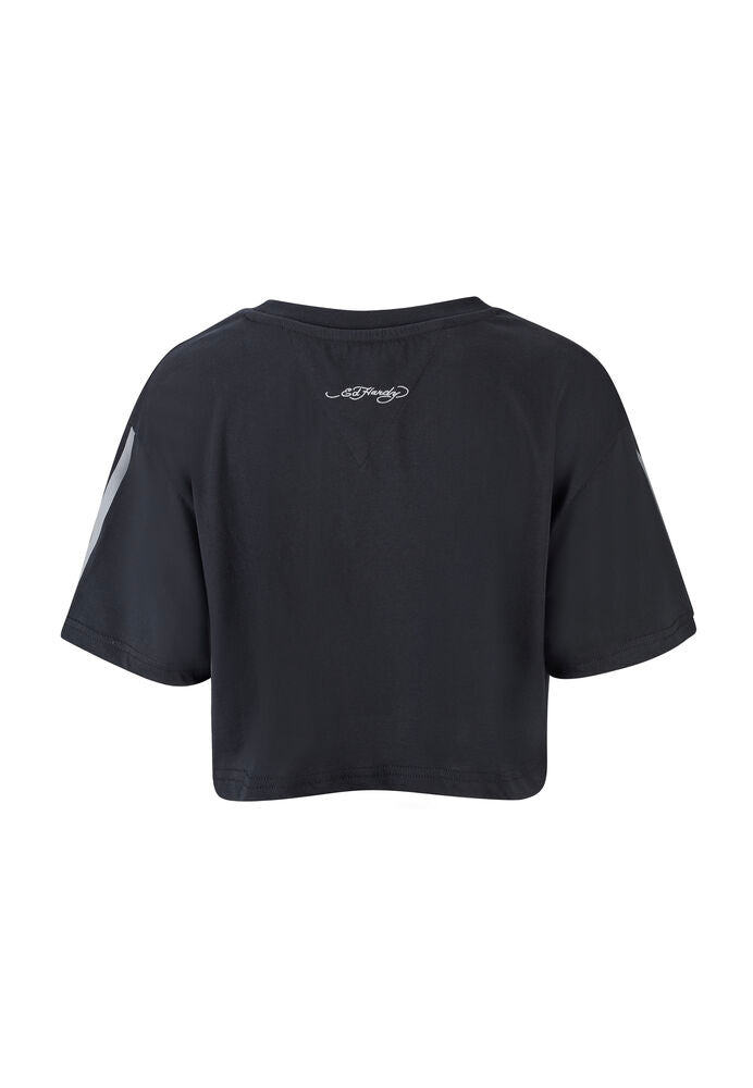 Ed Hardy Tiger Glow Crop Top Black