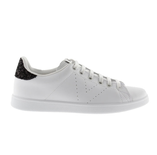 Victoria BLACK LEATHER &amp; GLITTER TENNIS SHOES
