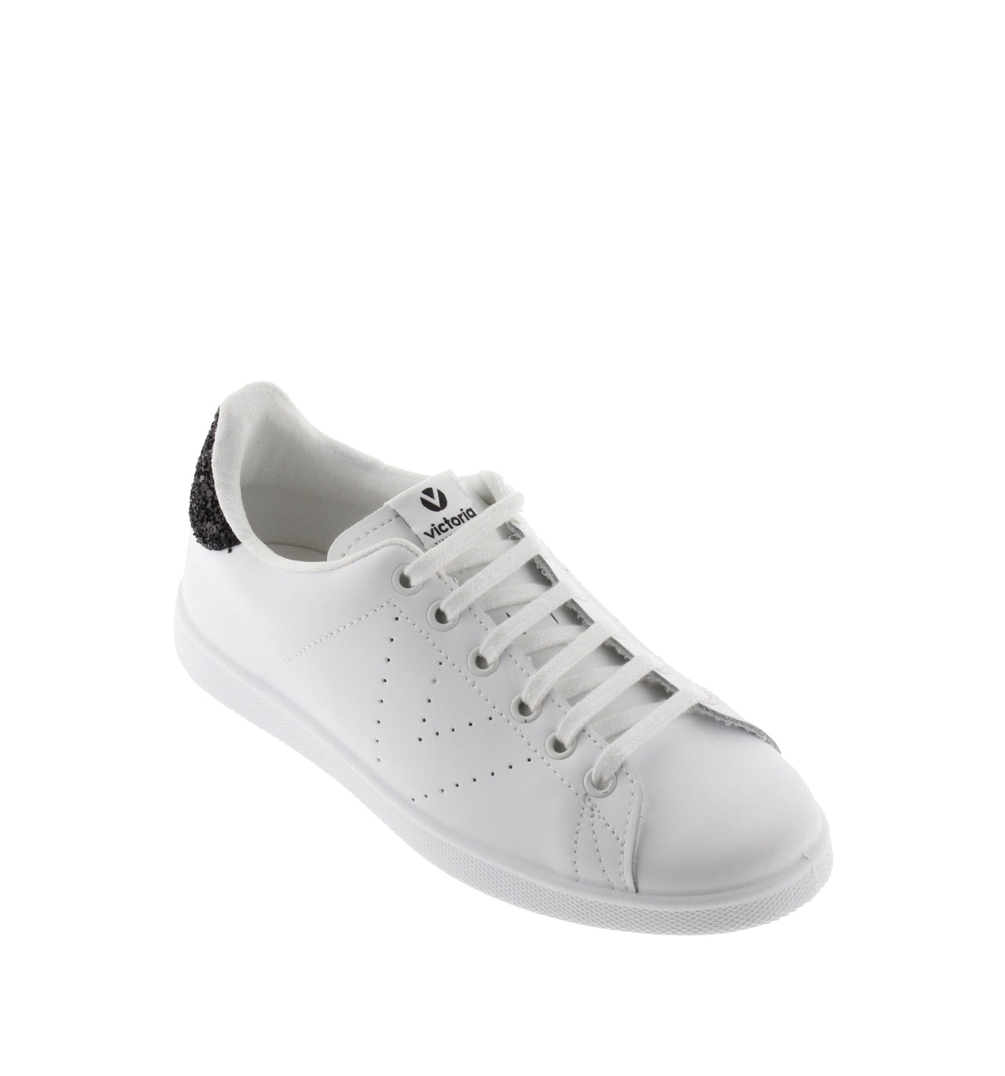 Victoria BLACK LEATHER &amp; GLITTER TENNIS SHOES