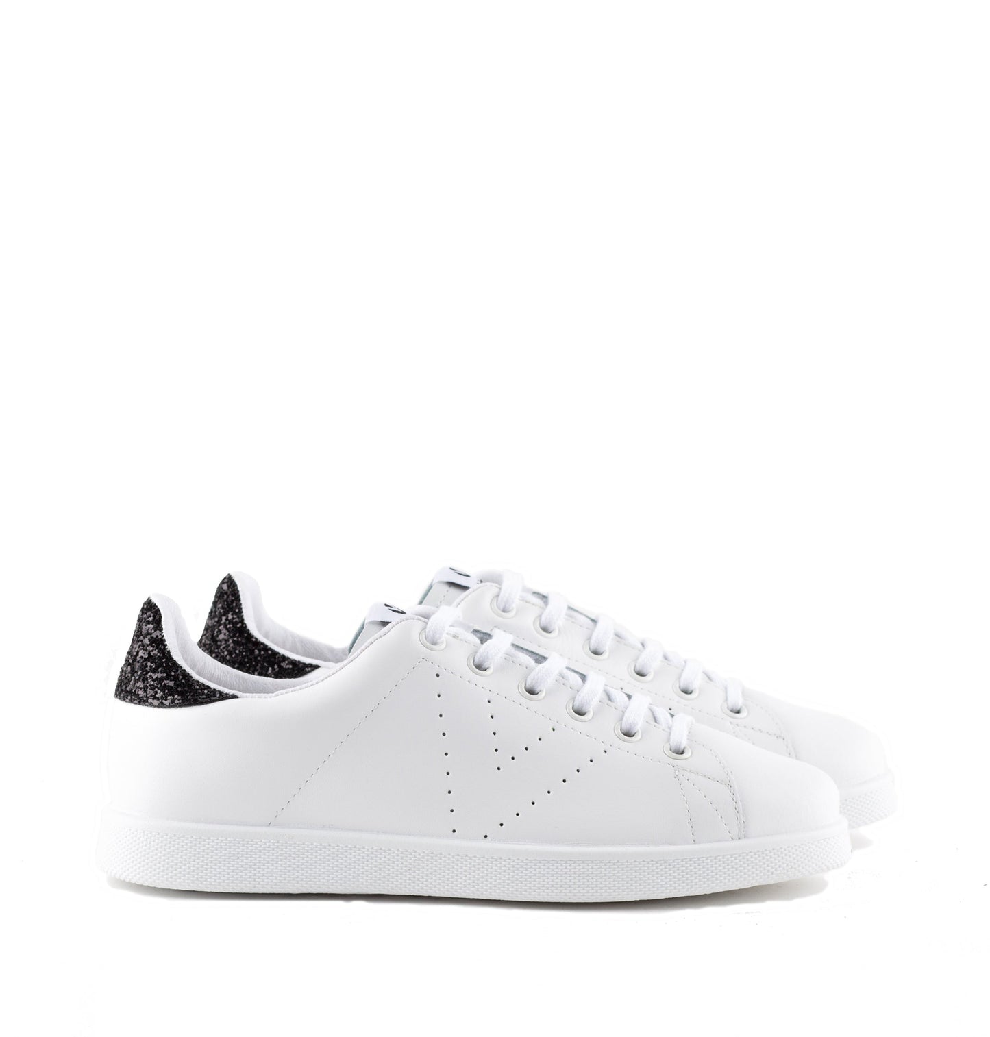 Victoria BLACK LEATHER &amp; GLITTER TENNIS SHOES