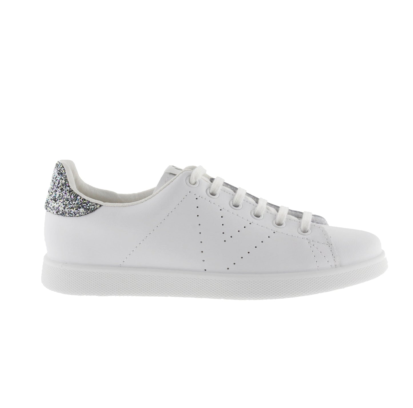 Victoria Anthracite Leather &amp; Glitter Tennis Shoes