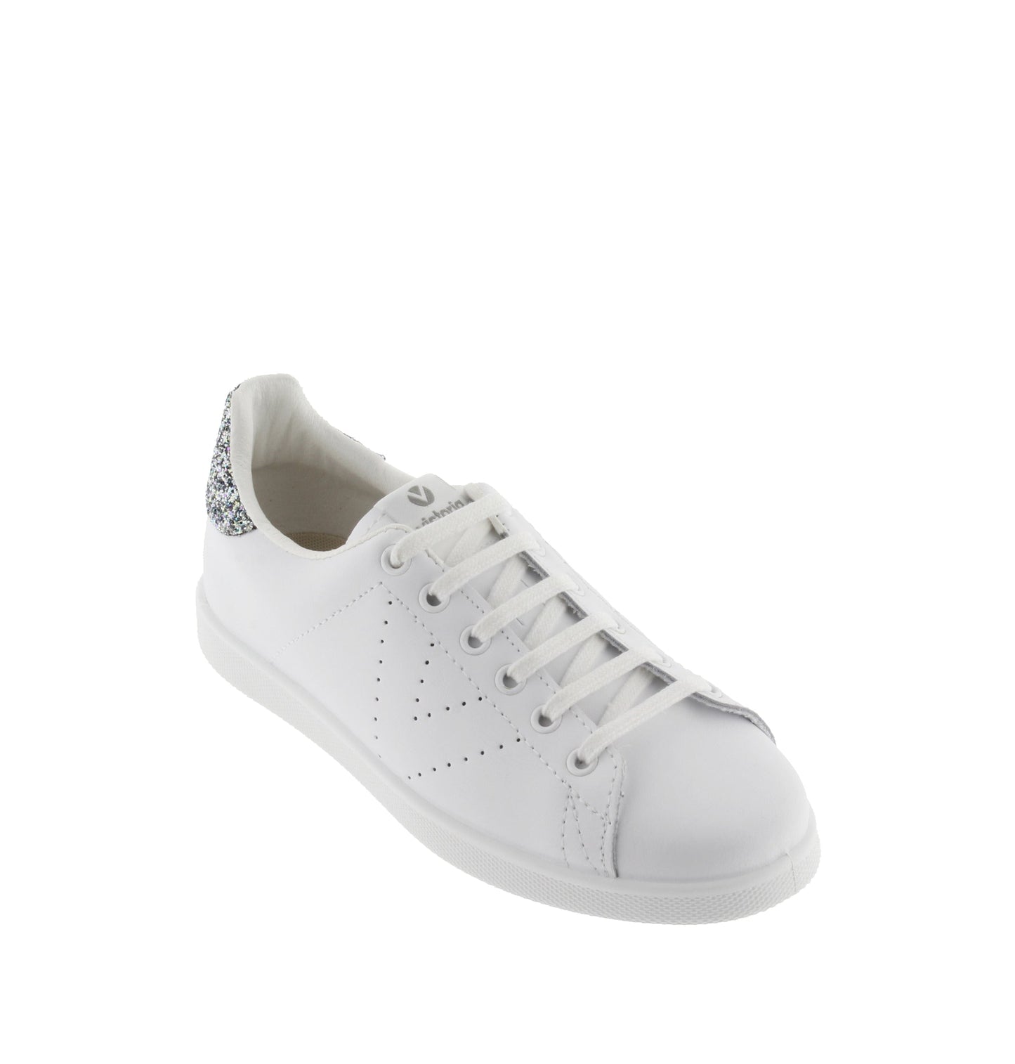 Victoria Anthracite Leather &amp; Glitter Tennis Shoes