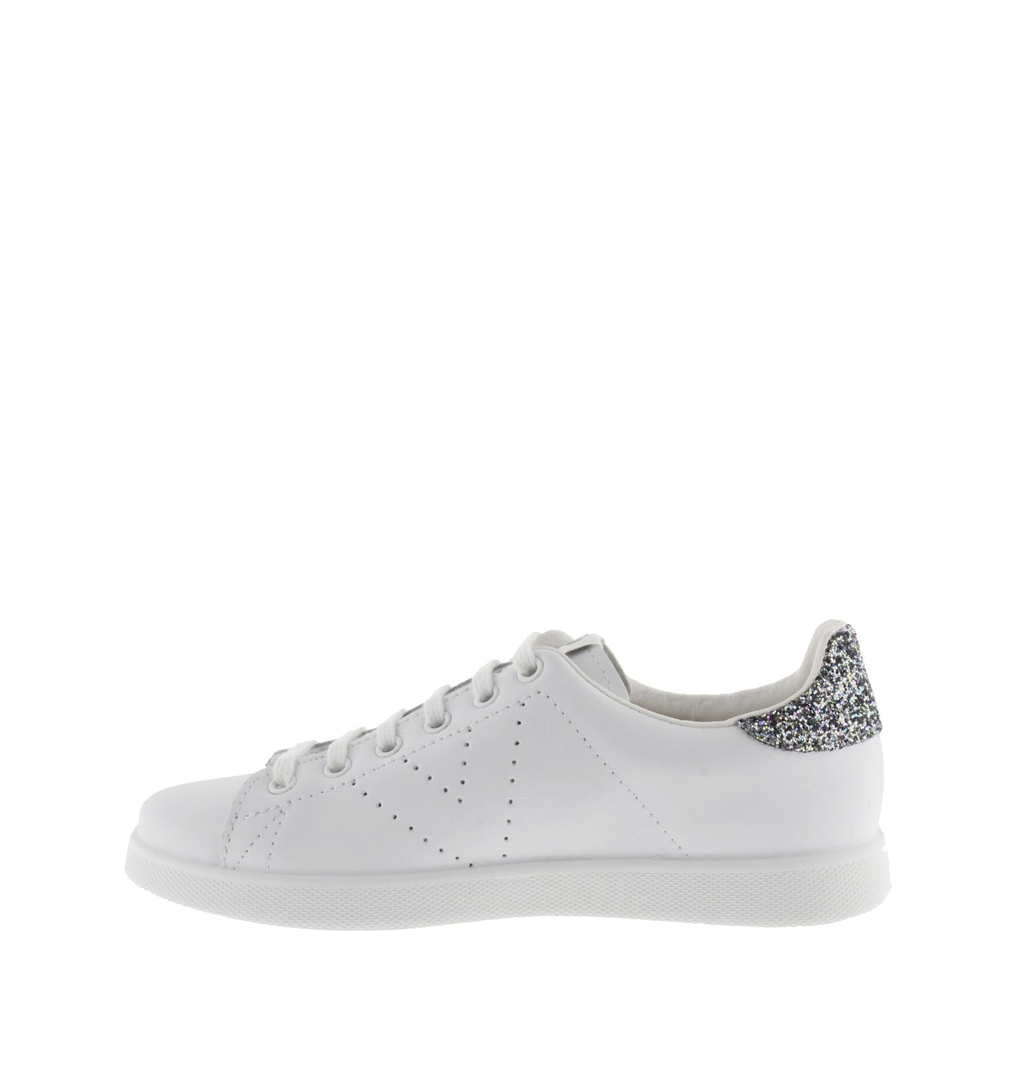 Victoria Anthracite Leather &amp; Glitter Tennis Shoes