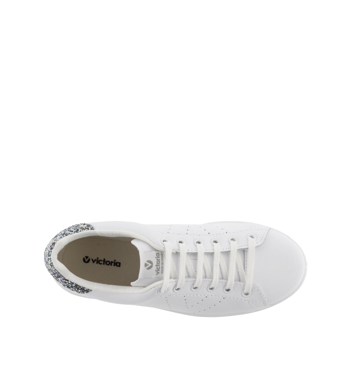 Victoria Anthracite Leather &amp; Glitter Tennis Shoes