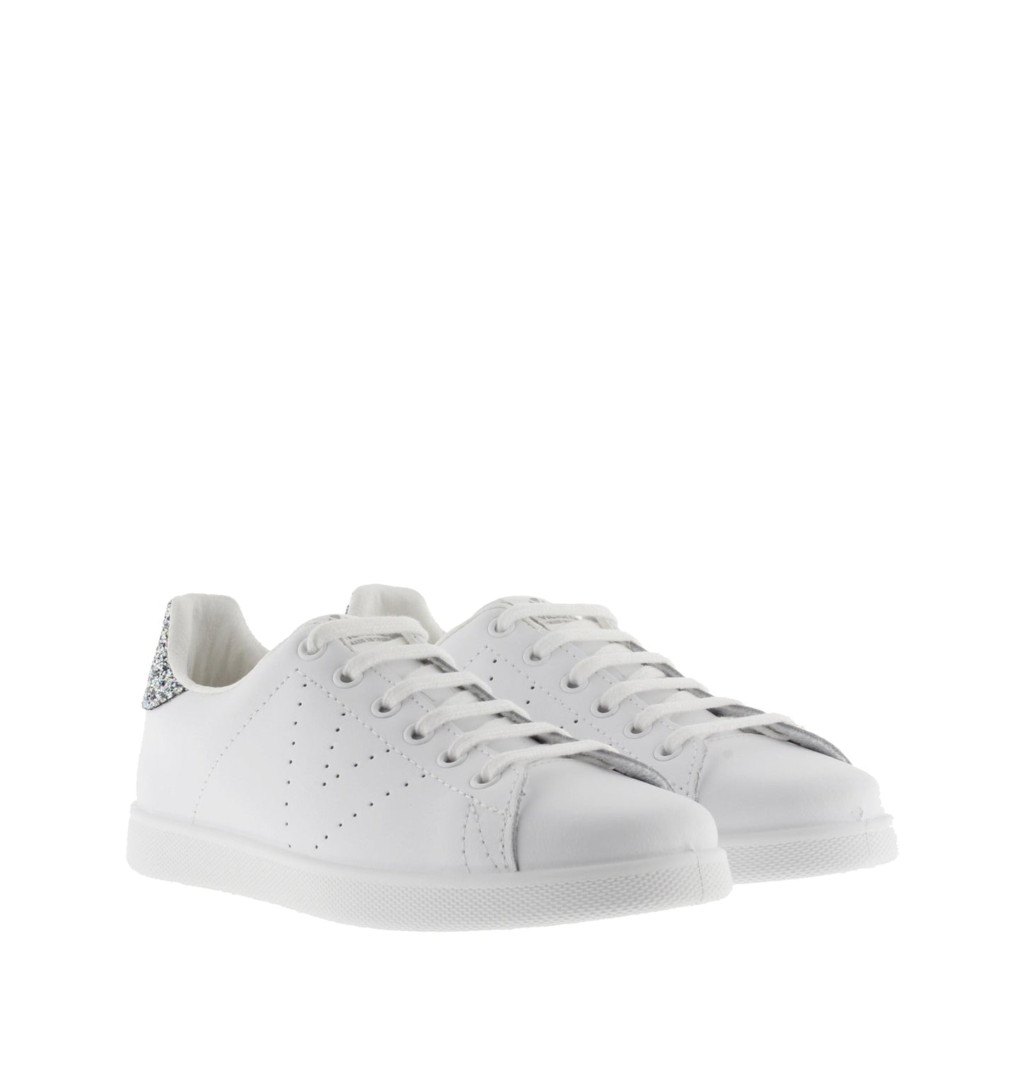 Victoria Anthracite Leather &amp; Glitter Tennis Shoes