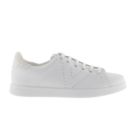 Victoria White Leather &amp; Glitter Tennis Shoes