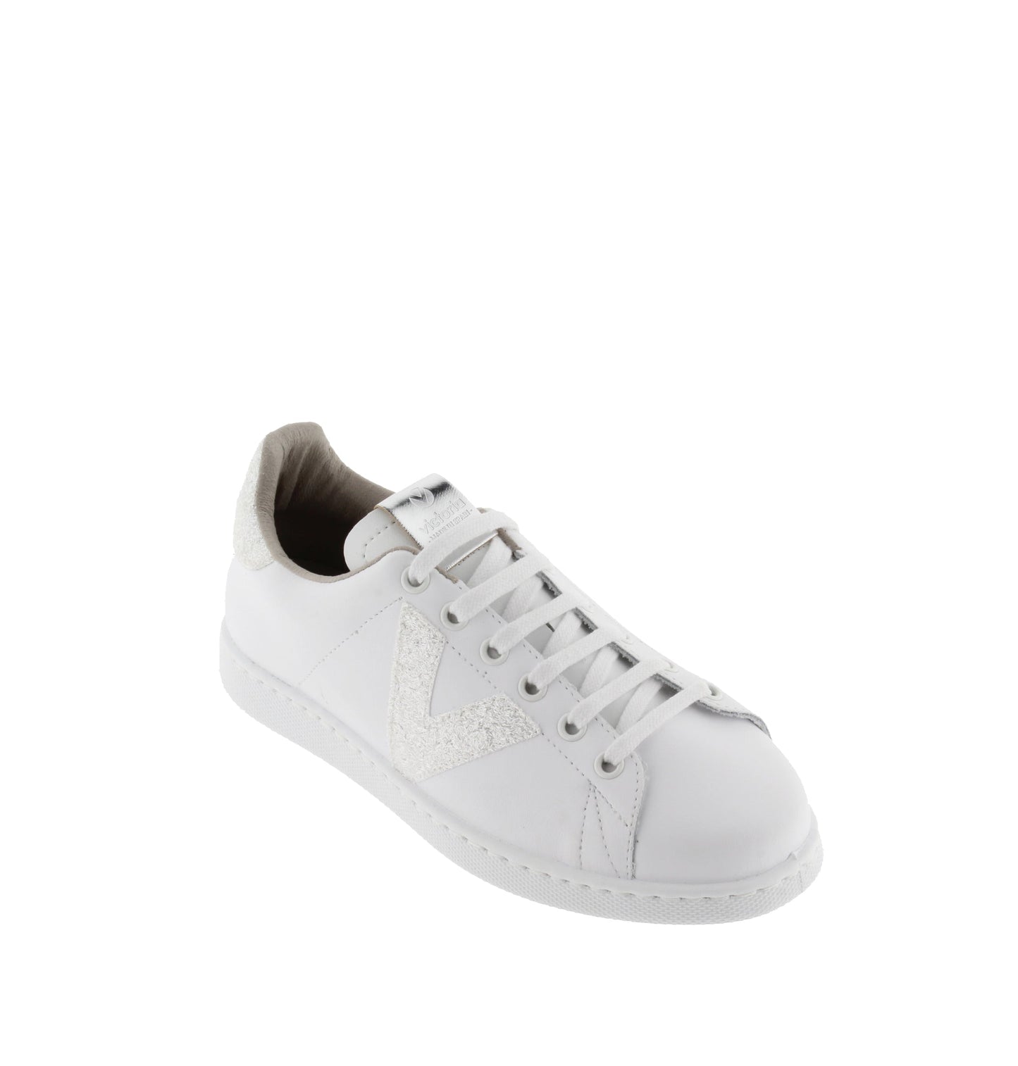Chaussures de tennis Victoria en cuir blanc et paillettes