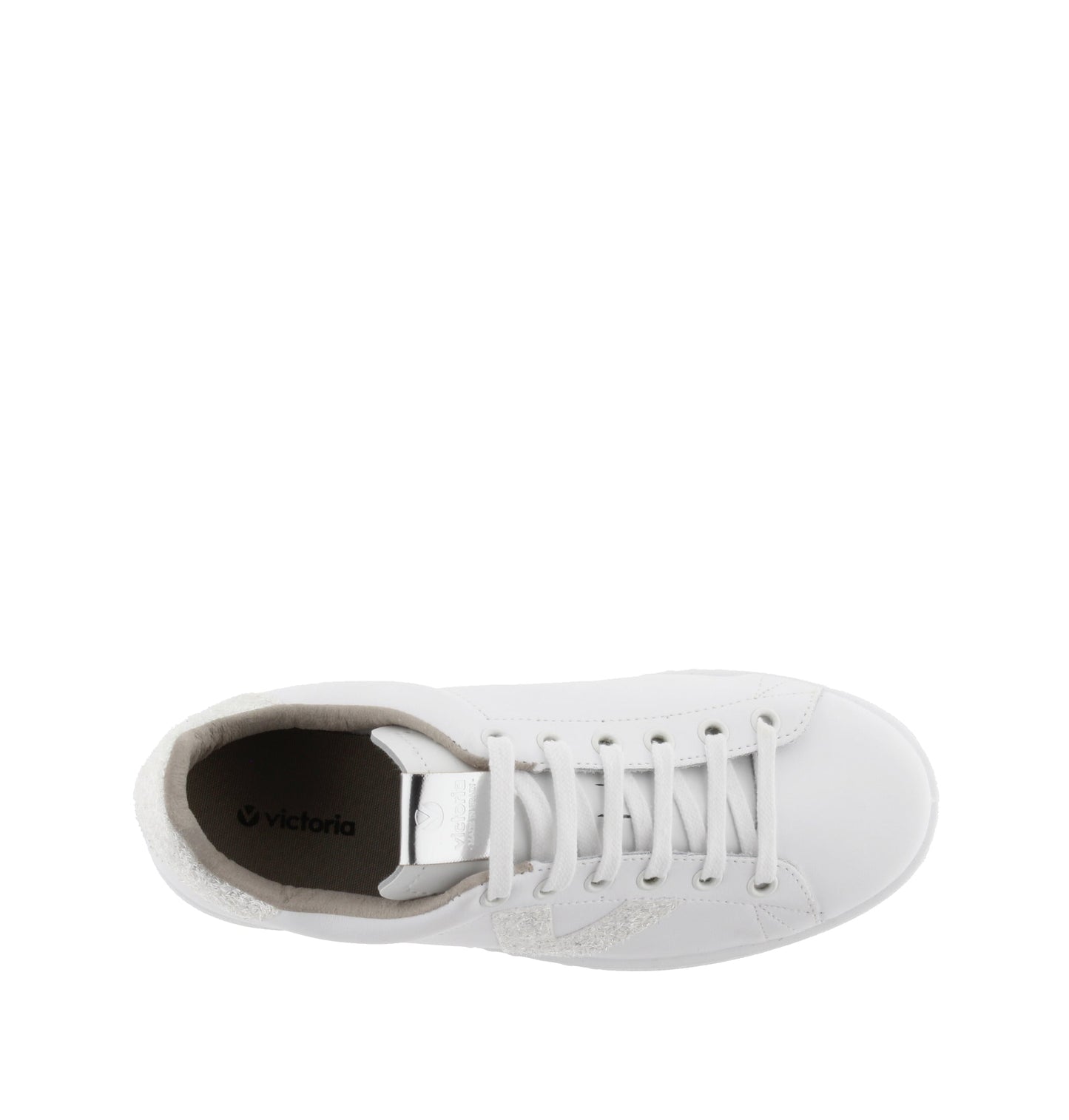 Chaussures de tennis Victoria en cuir blanc et paillettes