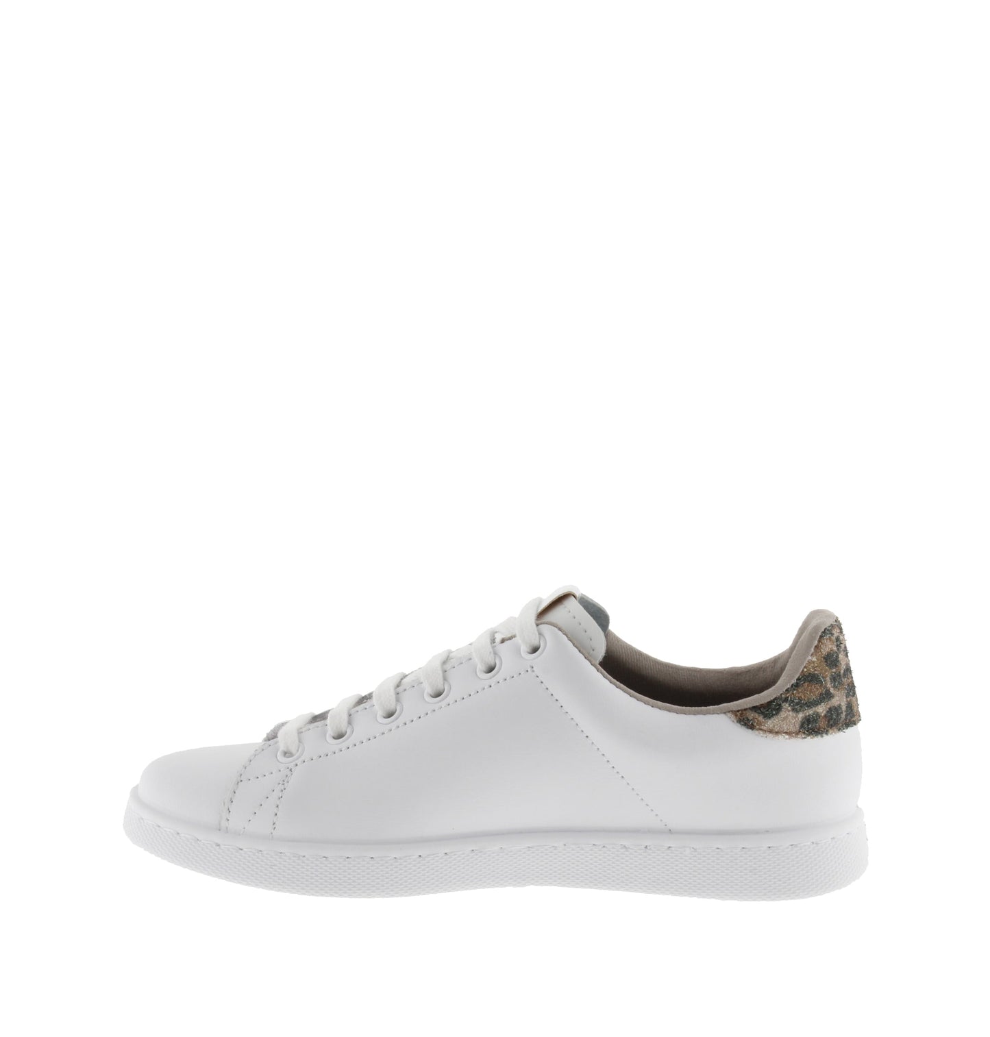 Baskets Victoria en cuir et paillettes taupe