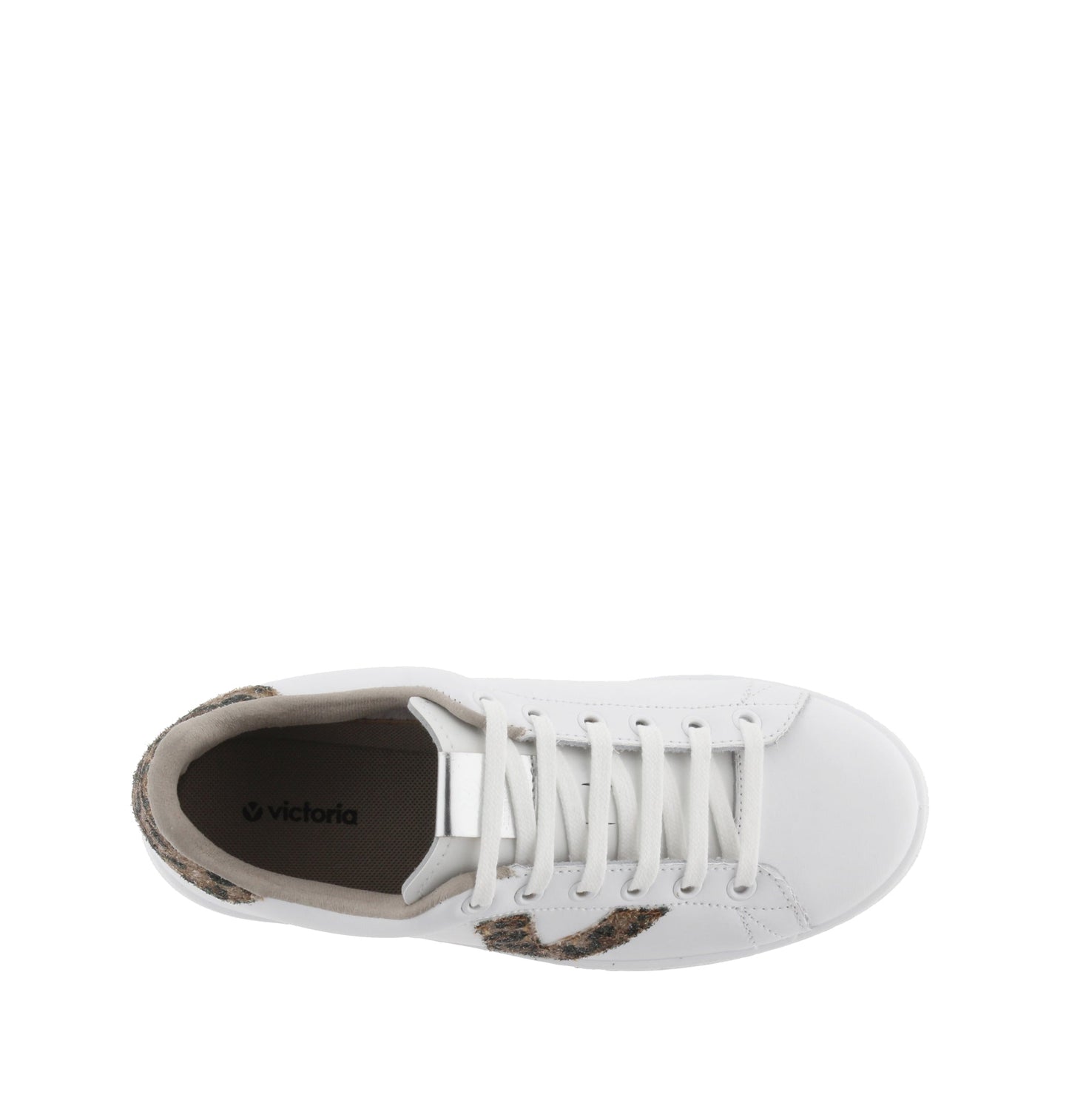 Baskets Victoria en cuir et paillettes taupe
