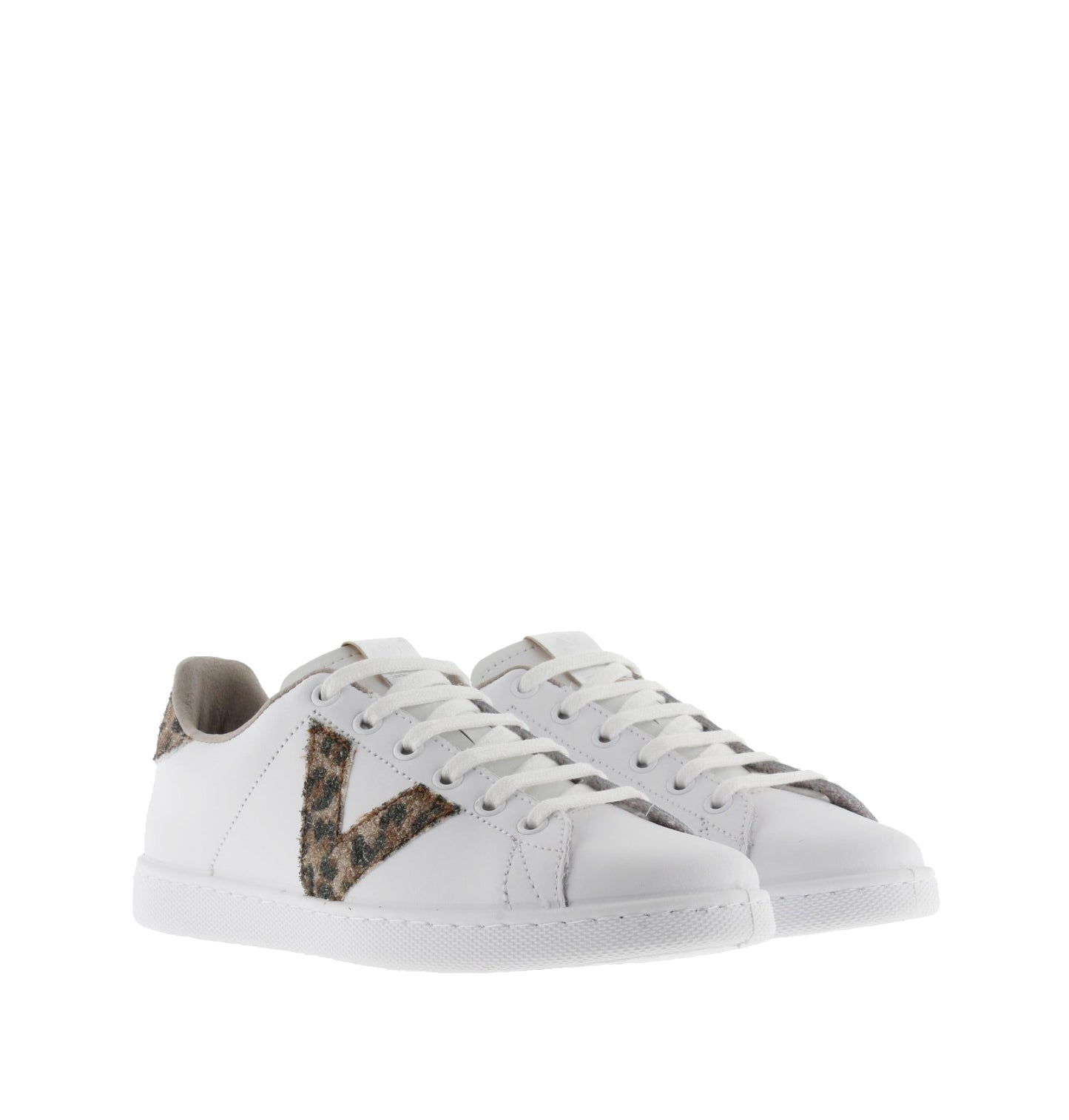 Baskets Victoria en cuir et paillettes taupe