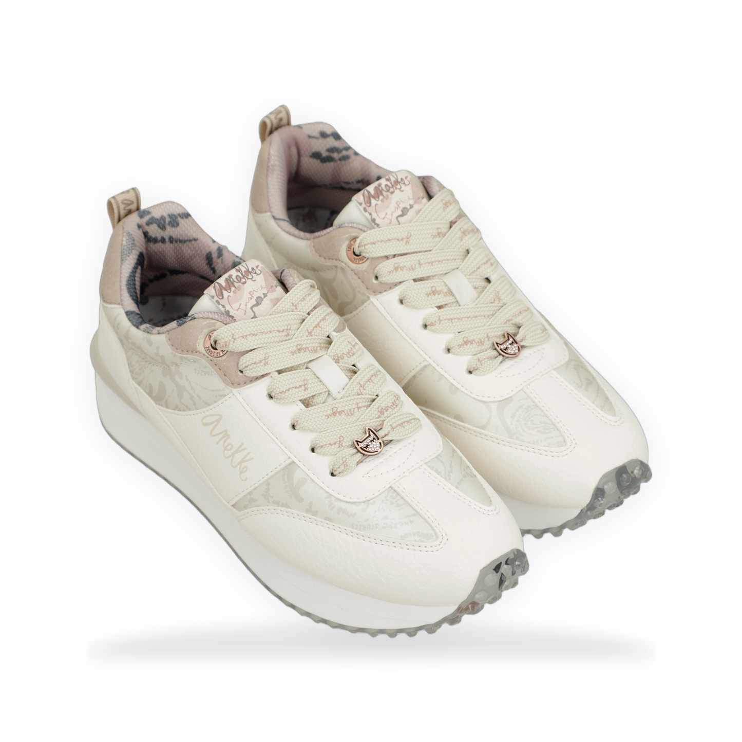 Anekke - Deportivos blancos suela multicolor