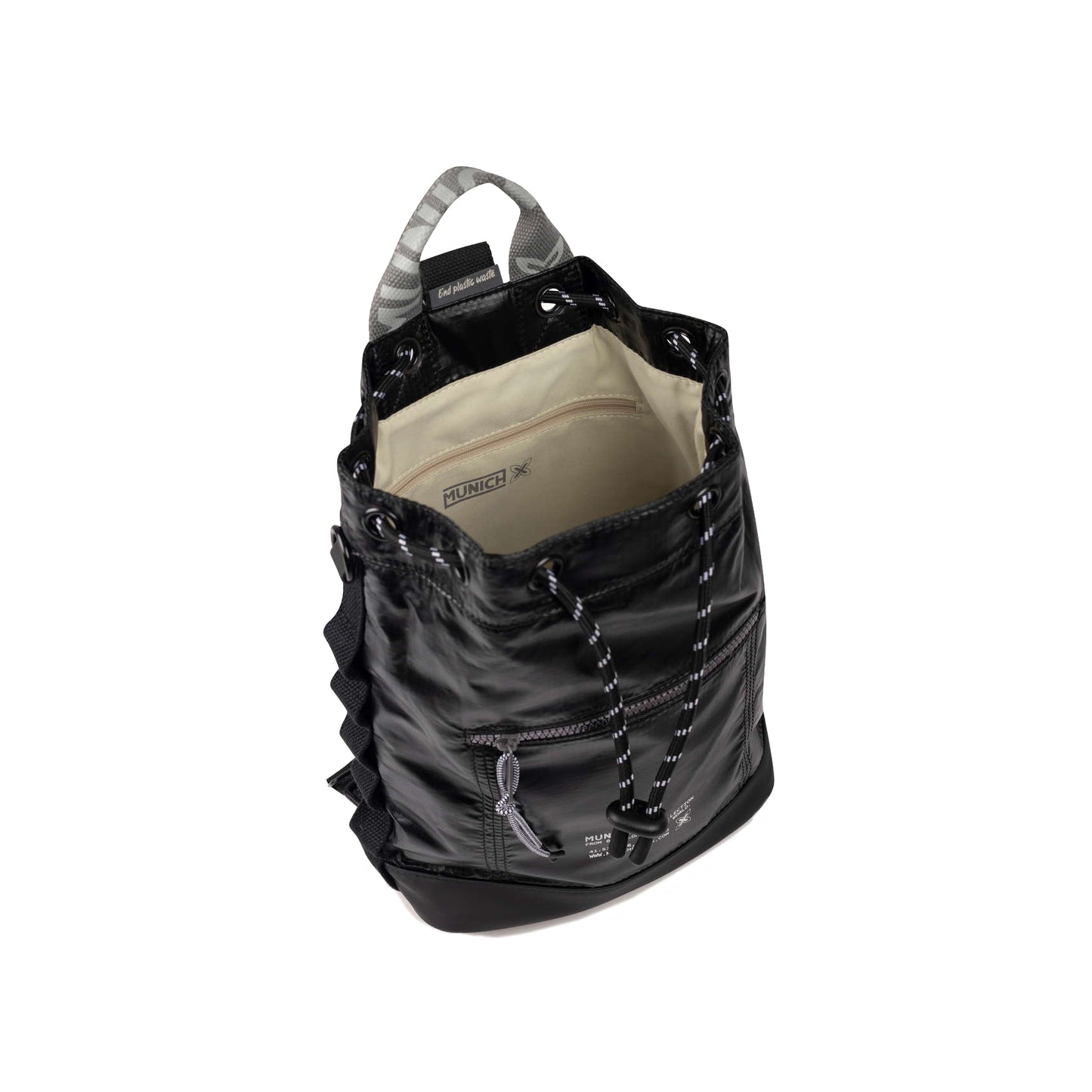 Munich Deep Recycled Drawstring Backpack Black 7113594