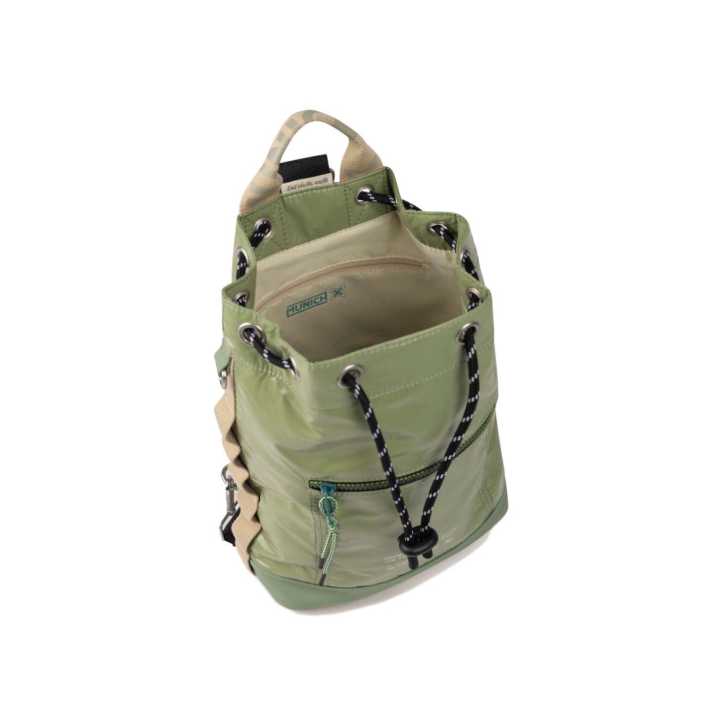 Munich Deep Recycled Drawstring Backpack Khaki 7113596