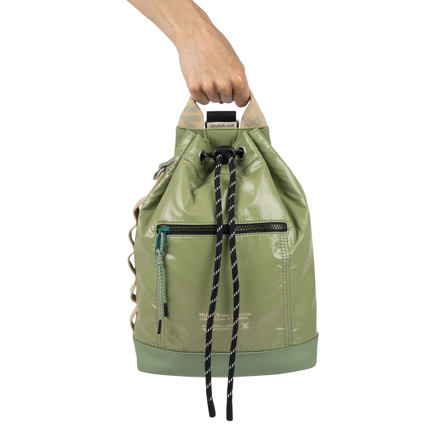 Munich Deep Recycled Drawstring Backpack Khaki 7113596