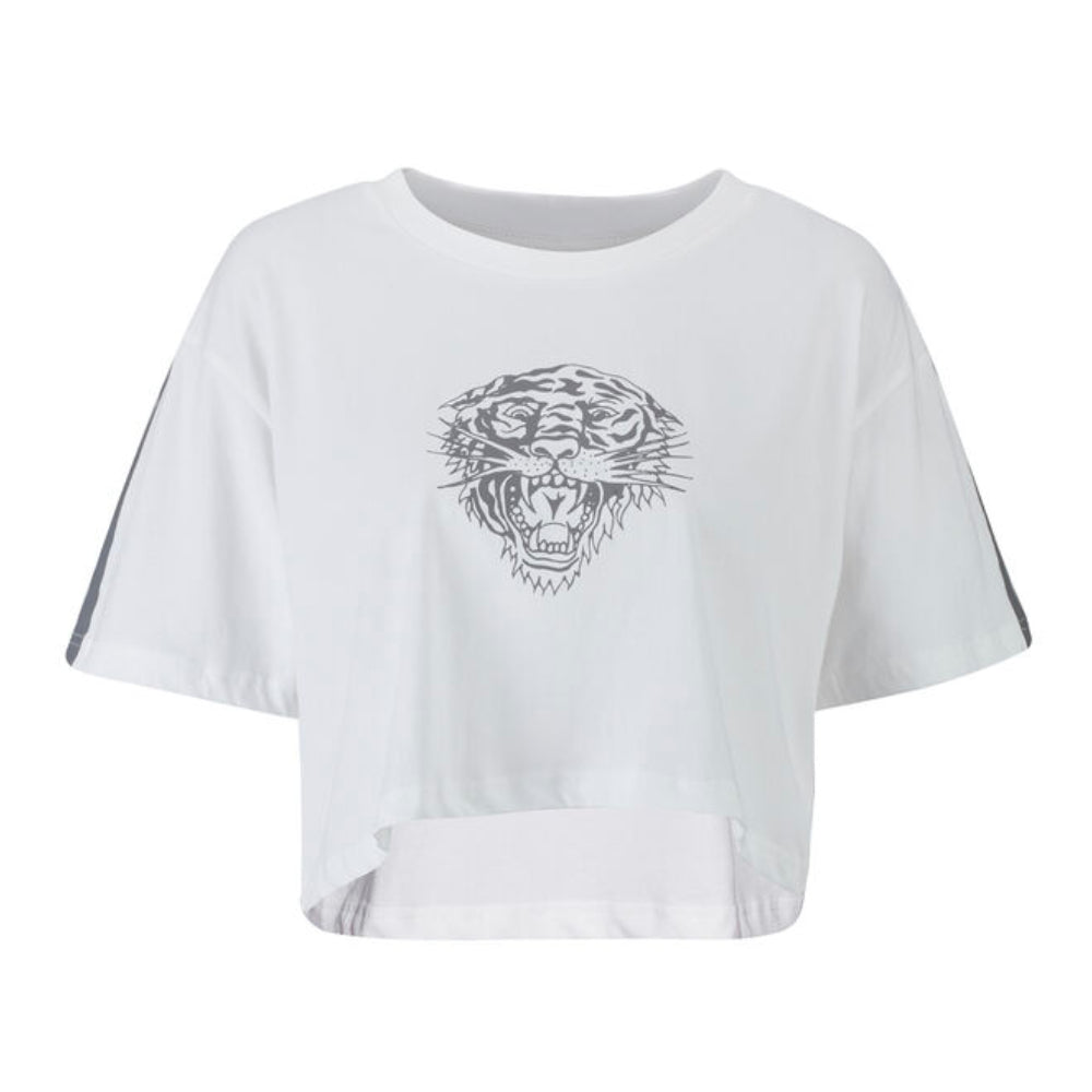 Ed Hardy Tiger Glow Crop Top White