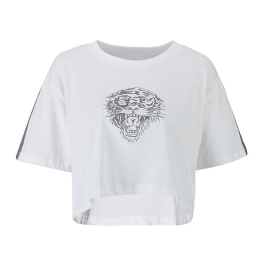 Ed Hardy Tiger Glow Crop Top White