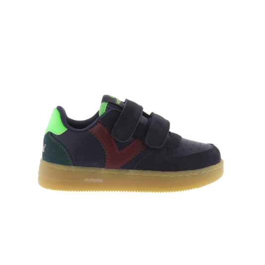 Victoria TIME LEATHER-EFFECT STRIPS &amp; NAVY SUEDE 