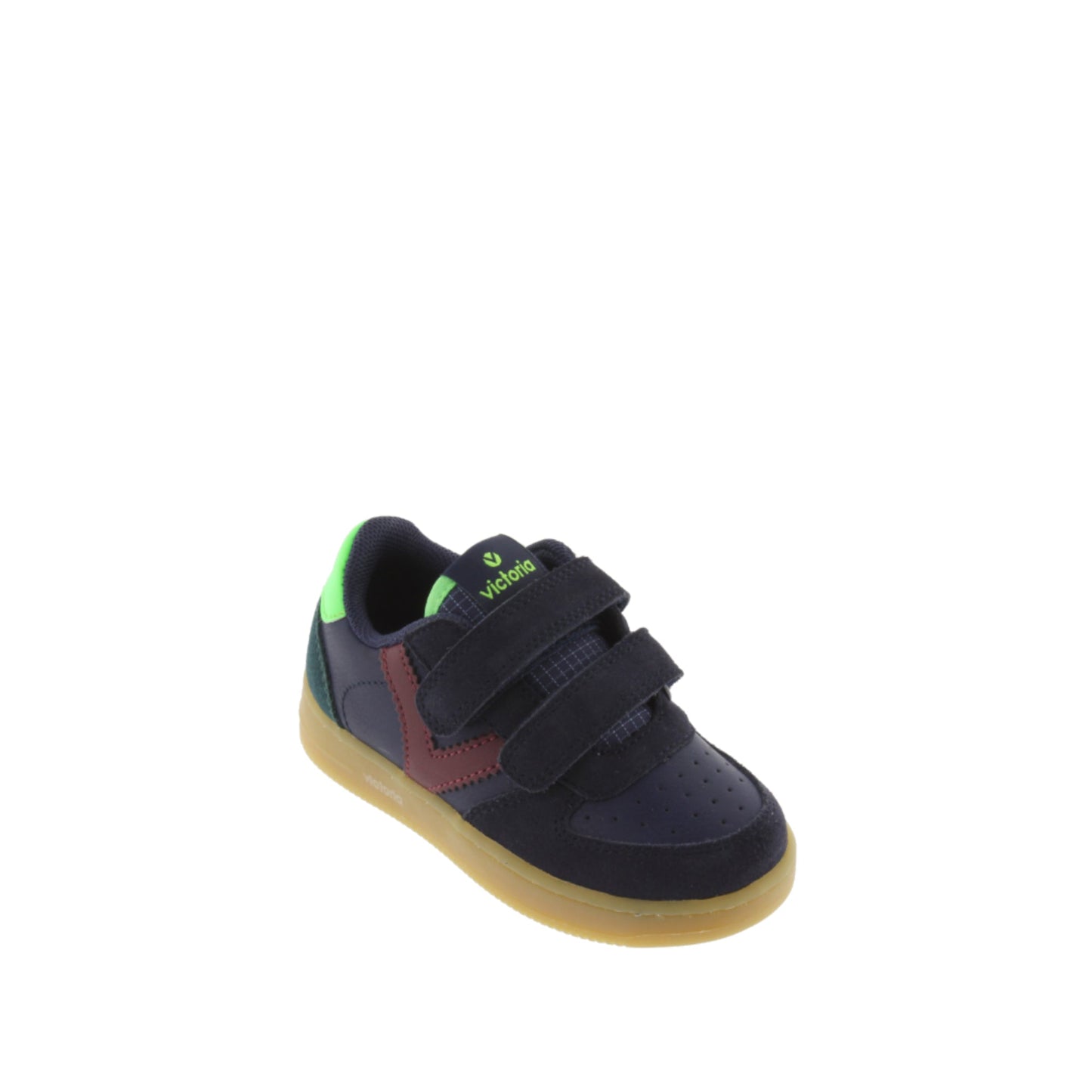 Victoria TIME LEATHER-EFFECT STRIPS &amp; NAVY SUEDE 