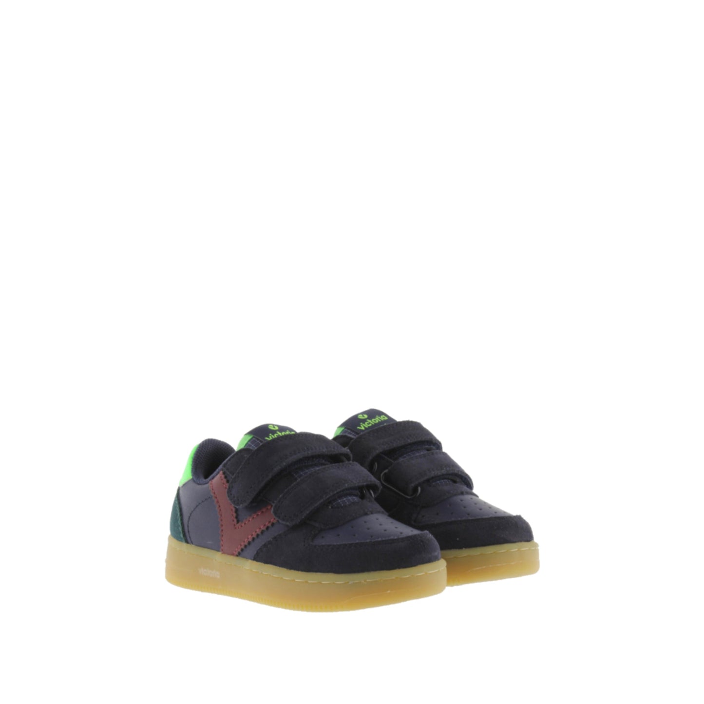 Victoria TIME LEATHER-EFFECT STRIPS &amp; NAVY SUEDE 