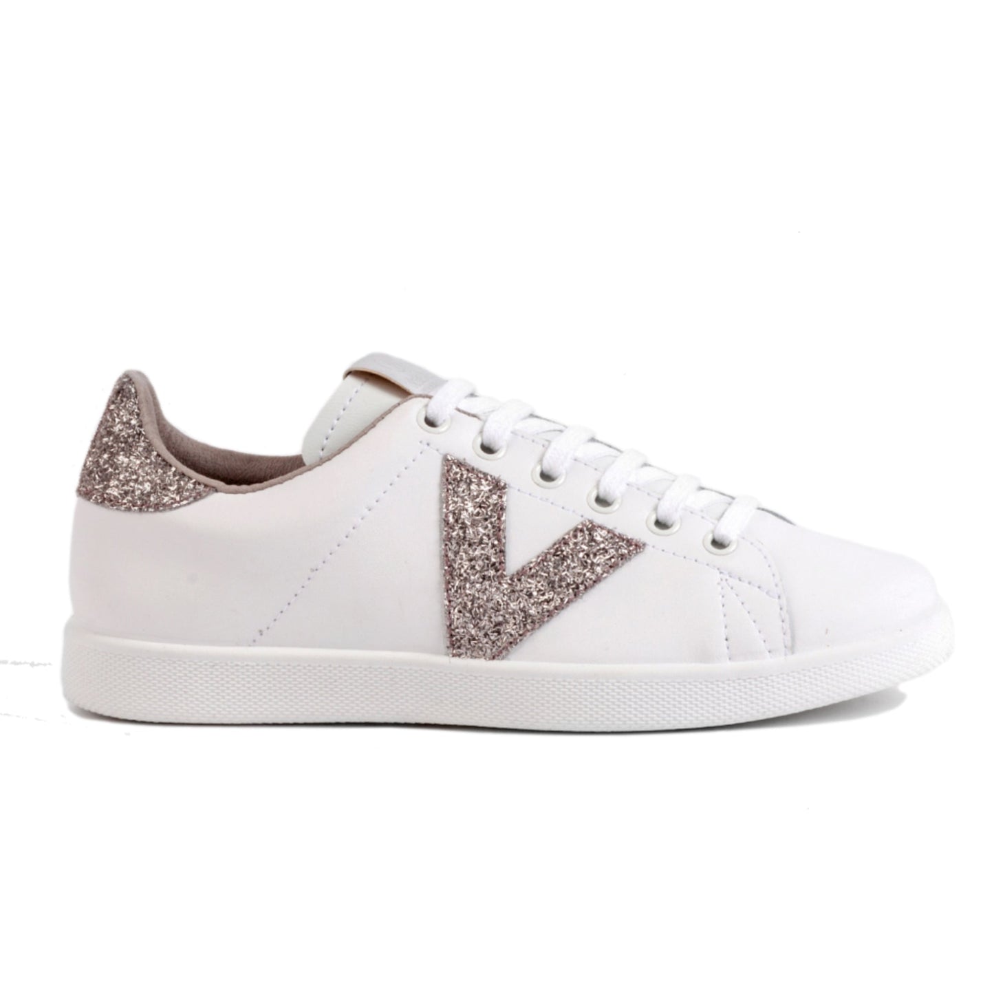 Victoria TENIS PIEL & VIRUTAS GLITTER NUDE