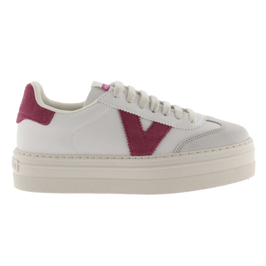 Victoria Barcelona Cycliste Effet Cuir et Cuir Croûte Framboise
