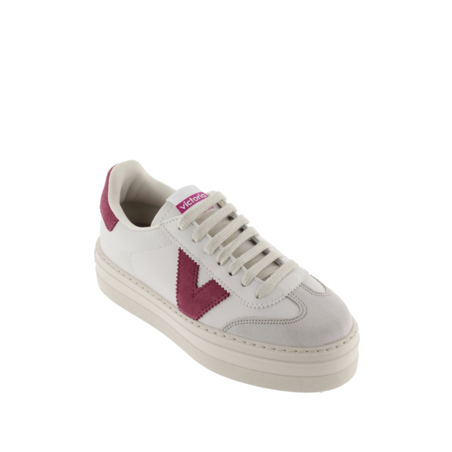 Victoria Barcelona Cycliste Effet Cuir et Cuir Croûte Framboise