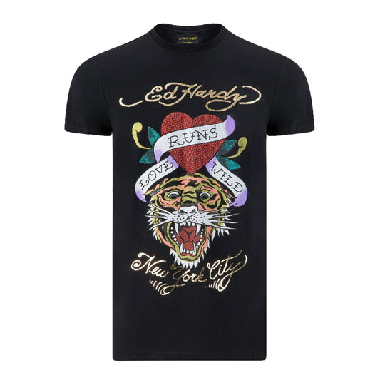 T-shirt Ed Hardy Wild-Love pour femme, noir