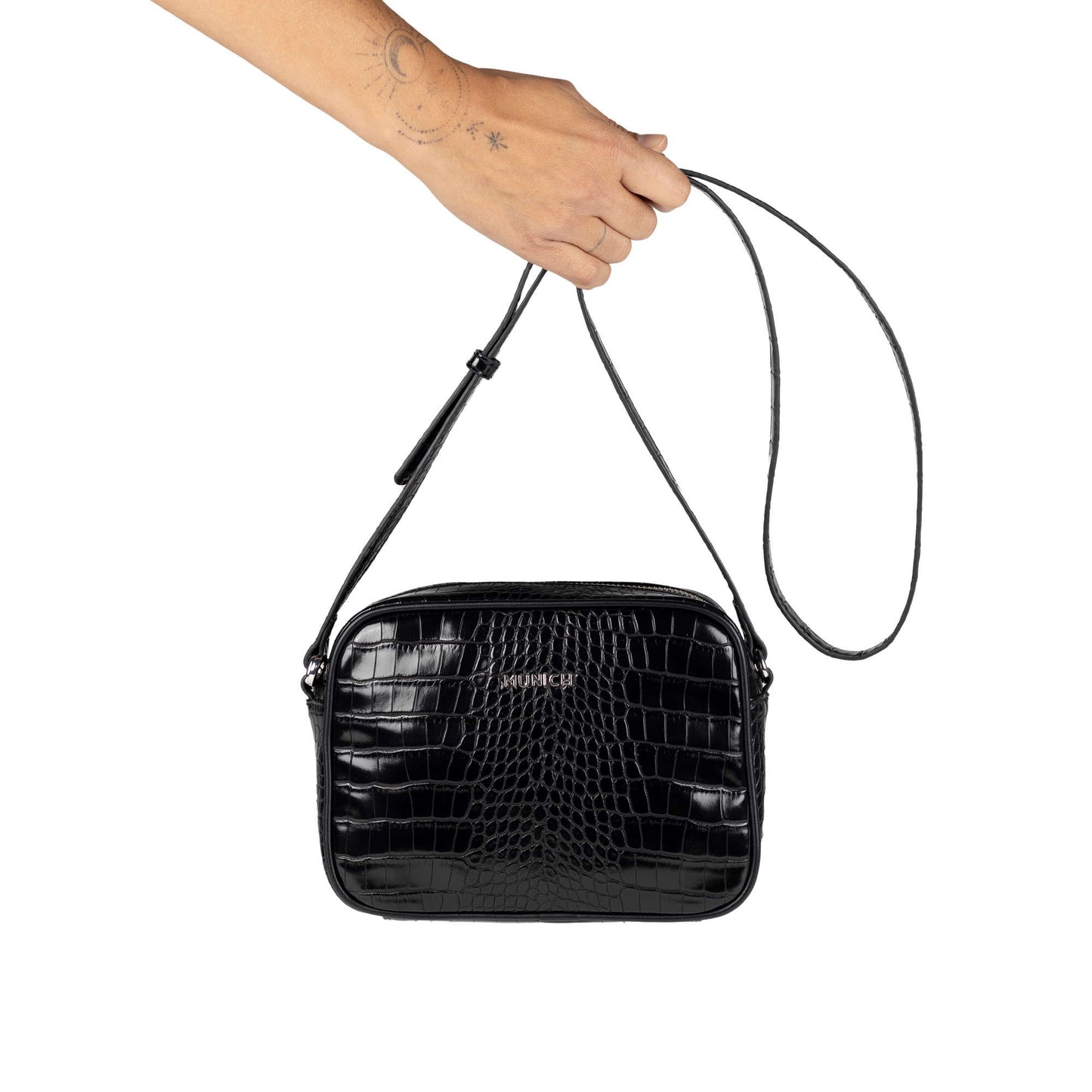 Munich 7113420 Block Croco Fw25 Crossbody Camera Black