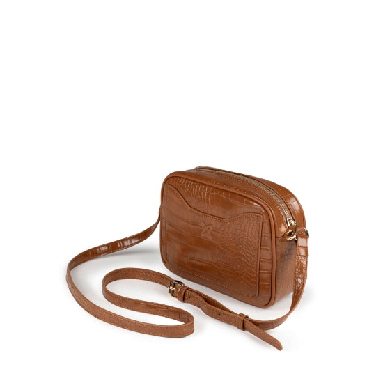 Munich 7113421 Block Croco Fw25 Crossbody Camera Brown
