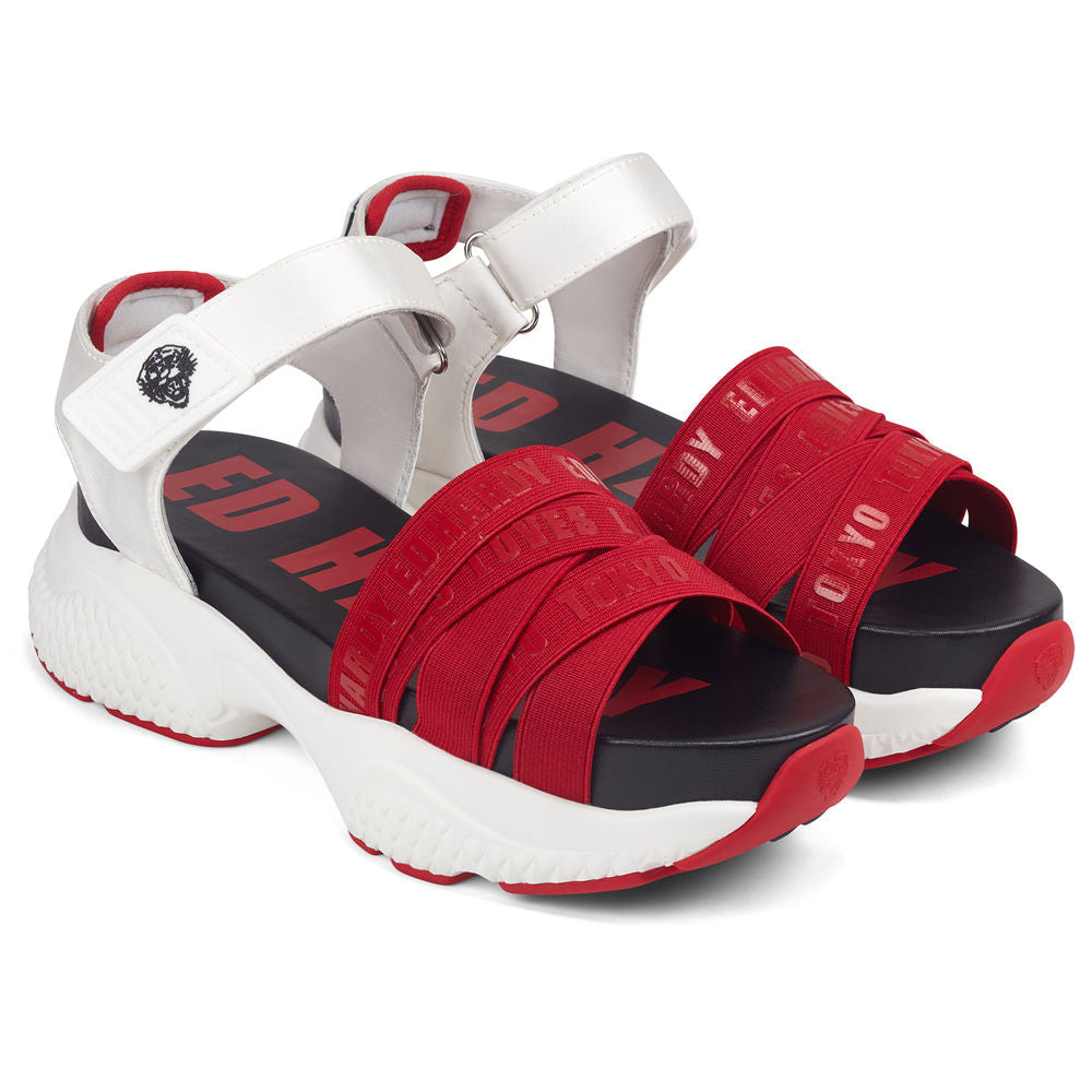 Ed Hardy Overlap Sandal Red/White