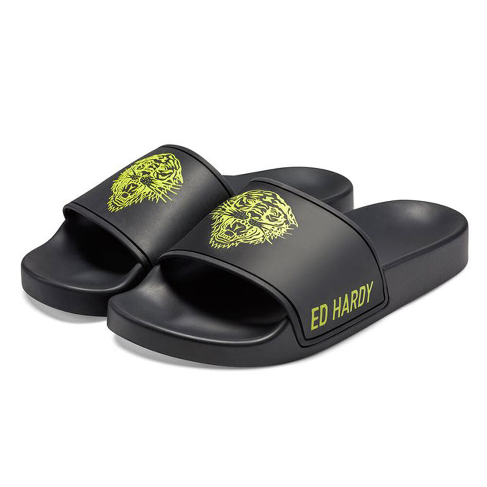 Ed Hardy Sexy Beast Sliders Black-Fluo Yellow