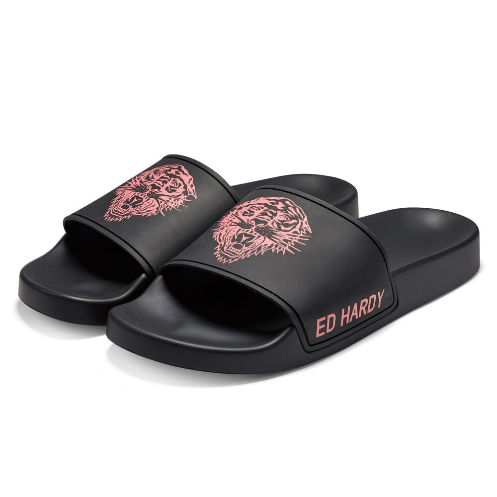 Ed Hardy Sexy Beast Sliders Black-Fluo Red