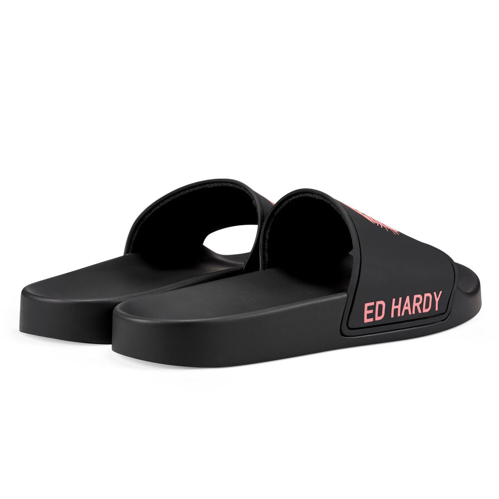 Ed Hardy Sexy Beast Sliders Black-Fluo Red