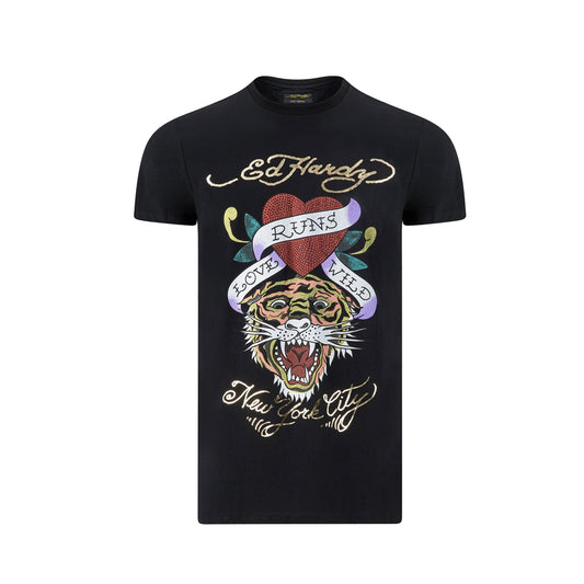 Ed Hardy Wild-Love T-Shit Ladies Black