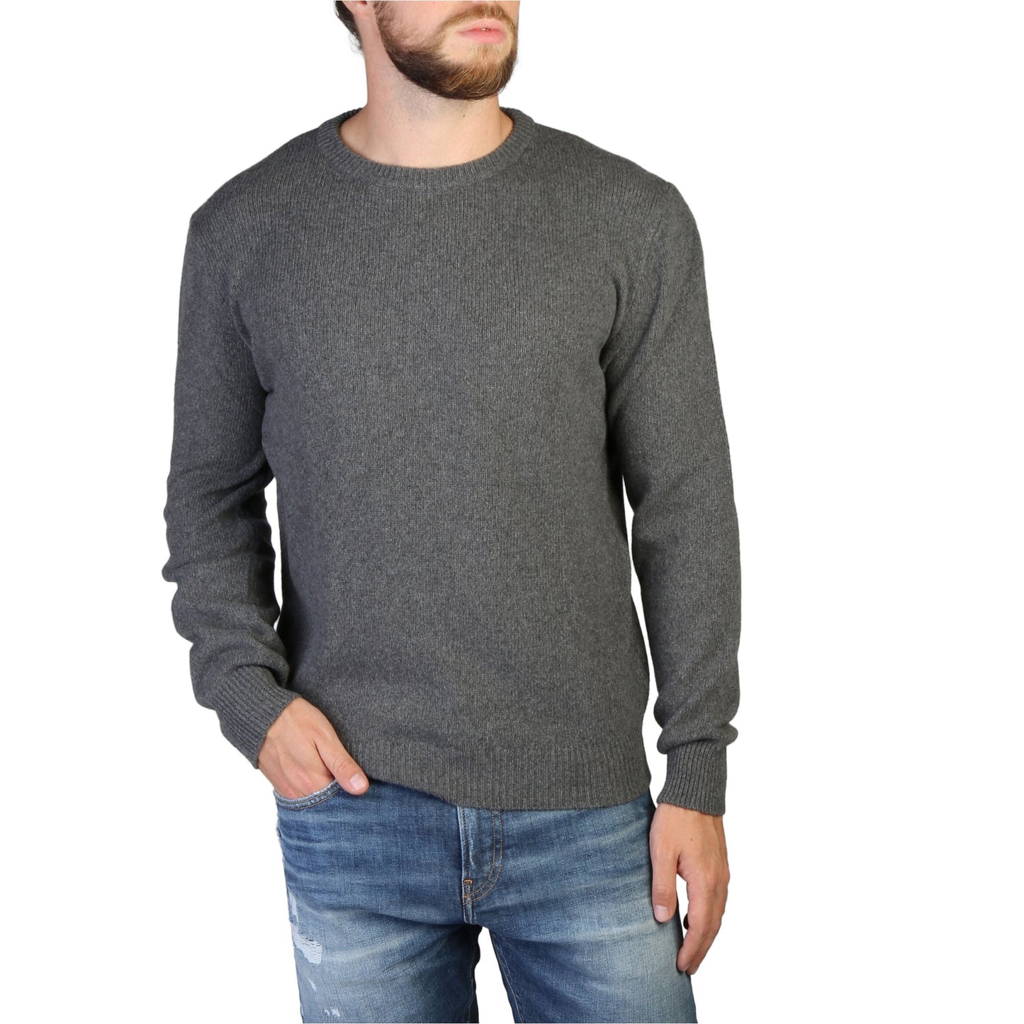 100% Cashmere C-NECK-M grey